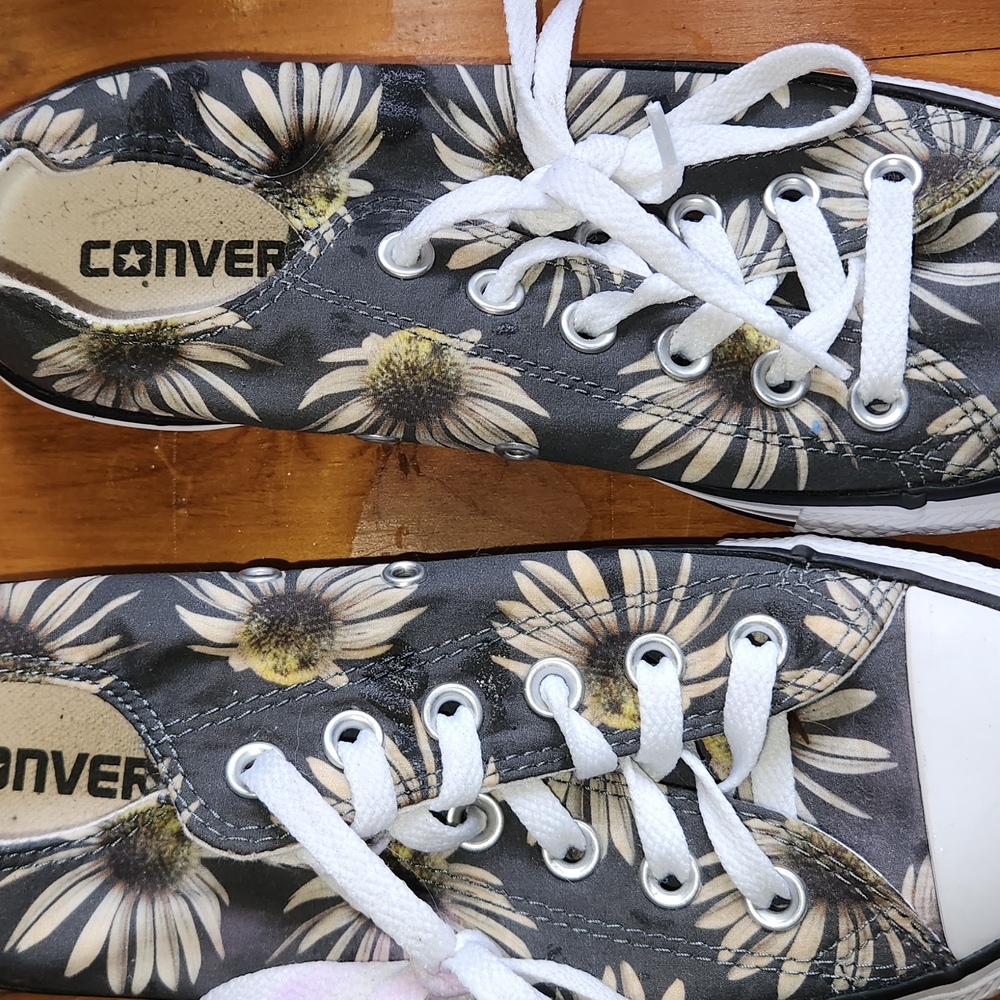 Converse Black and White Floral Sneakers